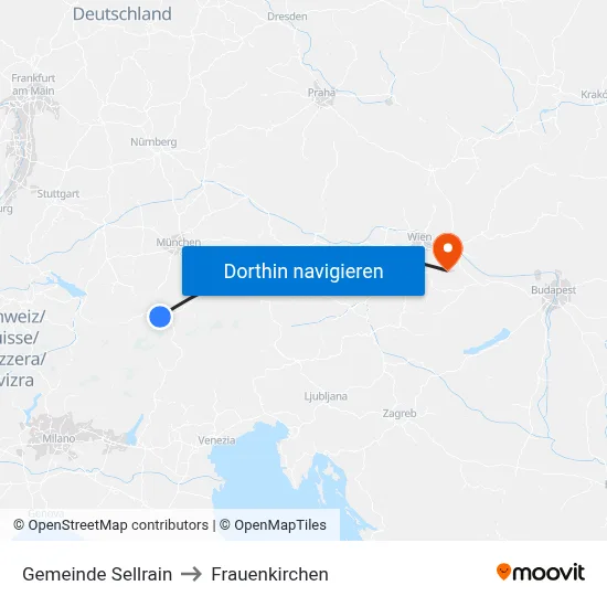 Gemeinde Sellrain to Frauenkirchen map