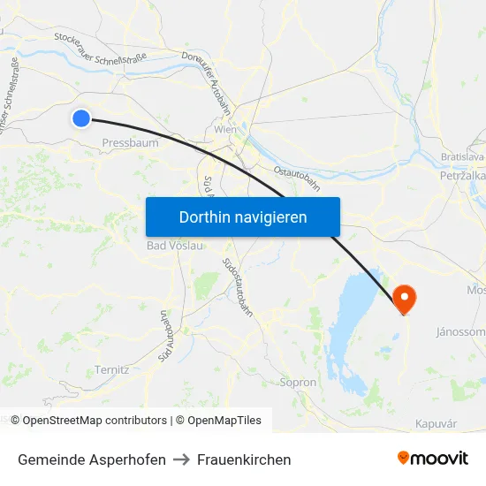 Gemeinde Asperhofen to Frauenkirchen map