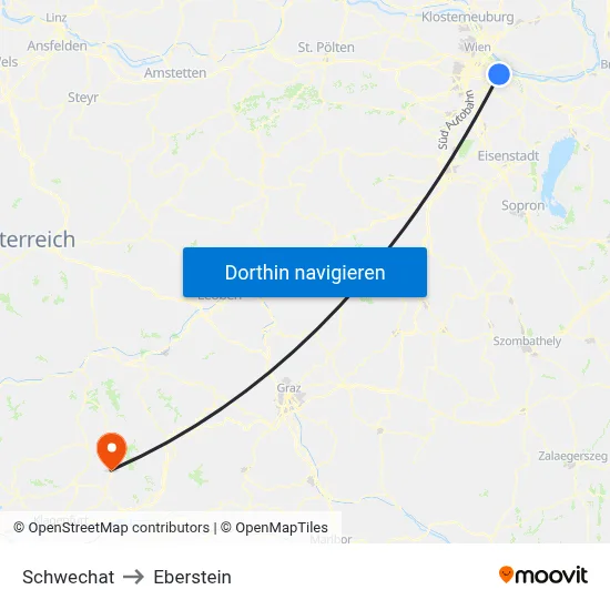 Schwechat to Eberstein map