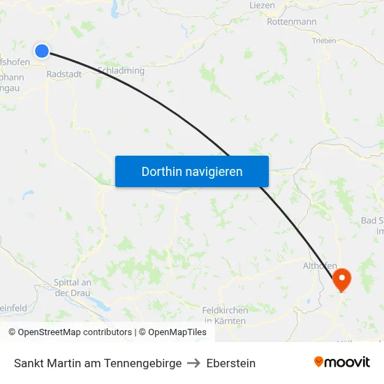 Sankt Martin am Tennengebirge to Eberstein map