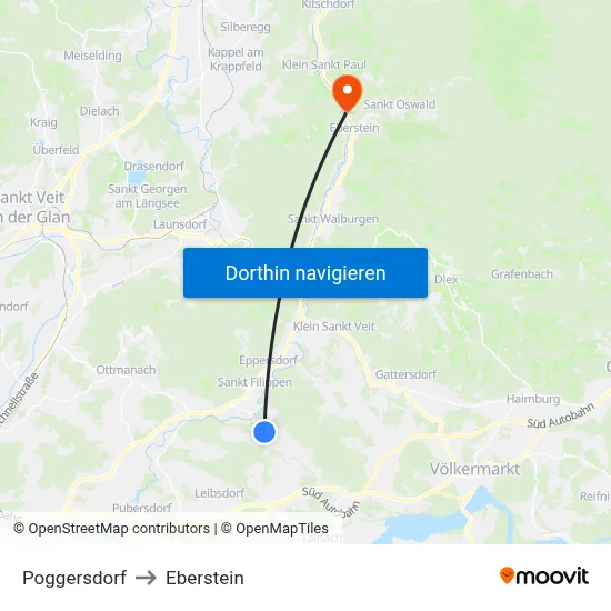 Poggersdorf to Eberstein map