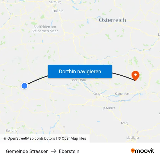 Gemeinde Strassen to Eberstein map