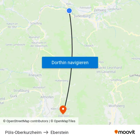 Pöls-Oberkurzheim to Eberstein map