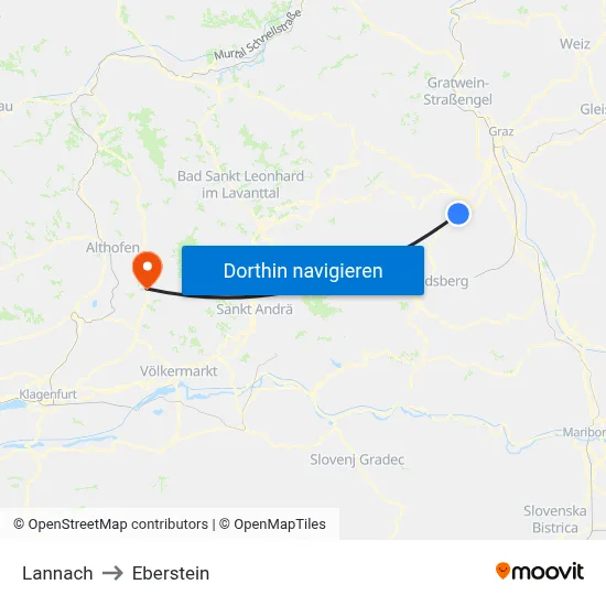 Lannach to Eberstein map