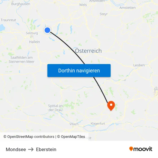 Mondsee to Eberstein map
