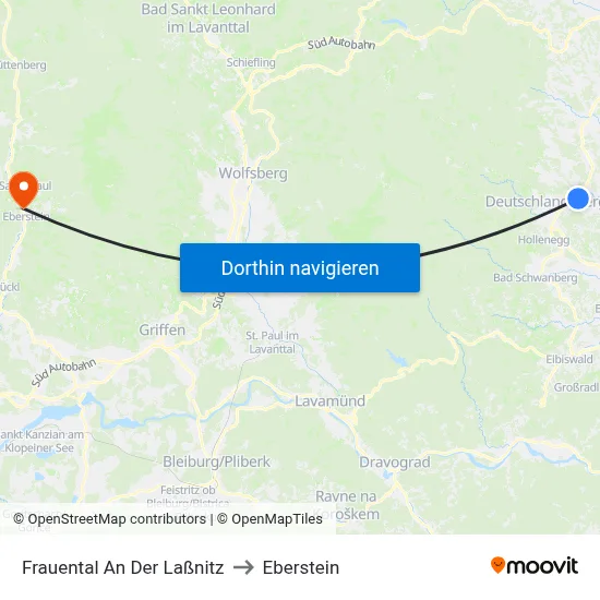 Frauental An Der Laßnitz to Eberstein map