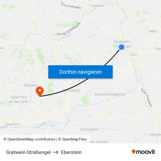Gratwein-Straßengel to Eberstein map