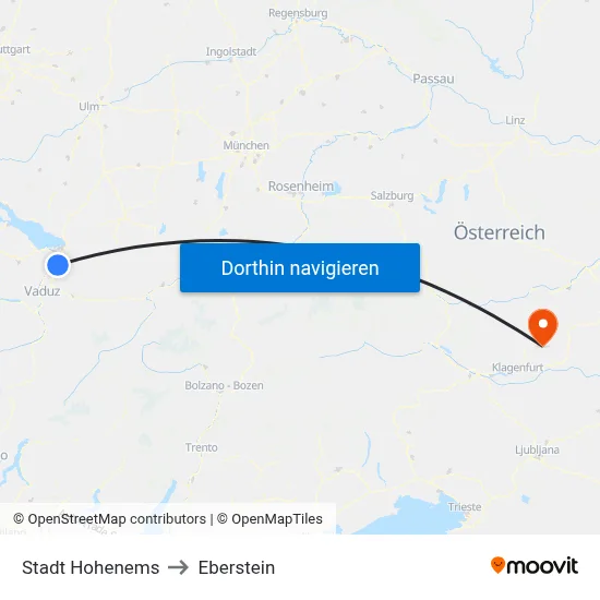 Stadt Hohenems to Eberstein map