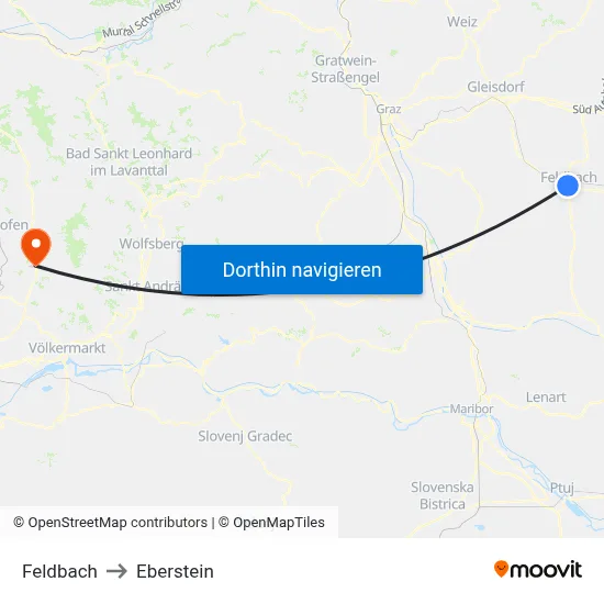 Feldbach to Eberstein map