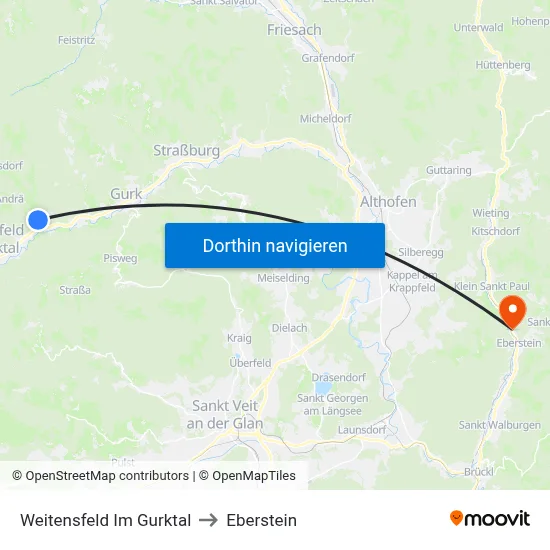 Weitensfeld Im Gurktal to Eberstein map
