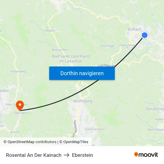 Rosental An Der Kainach to Eberstein map