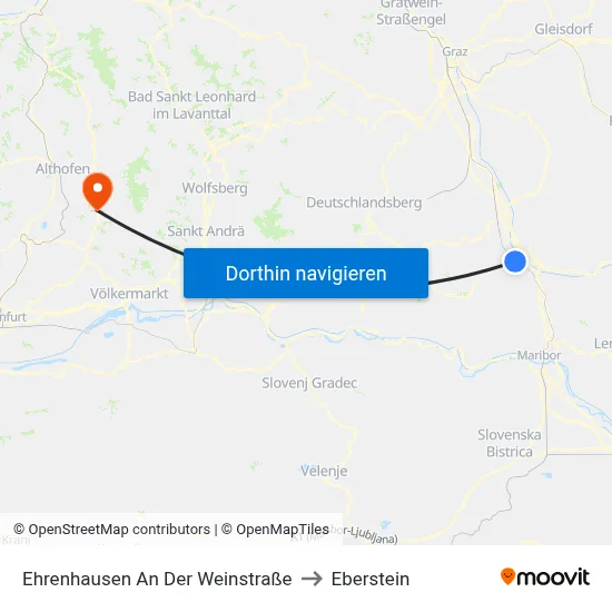 Ehrenhausen An Der Weinstraße to Eberstein map