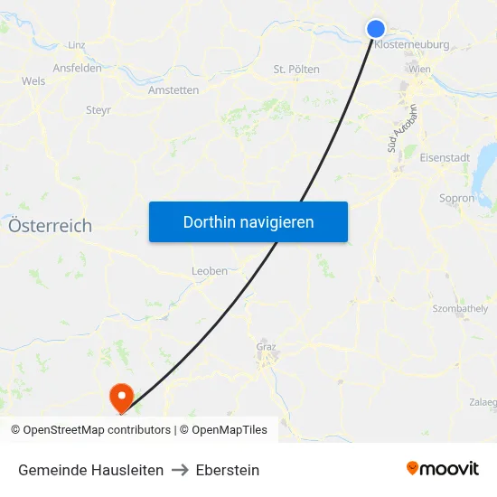 Gemeinde Hausleiten to Eberstein map