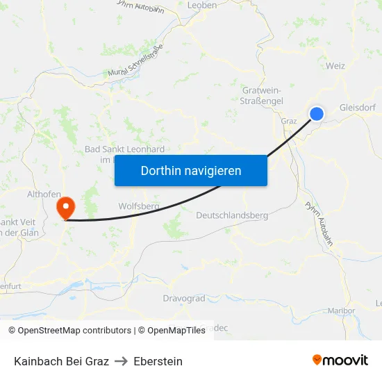 Kainbach Bei Graz to Eberstein map