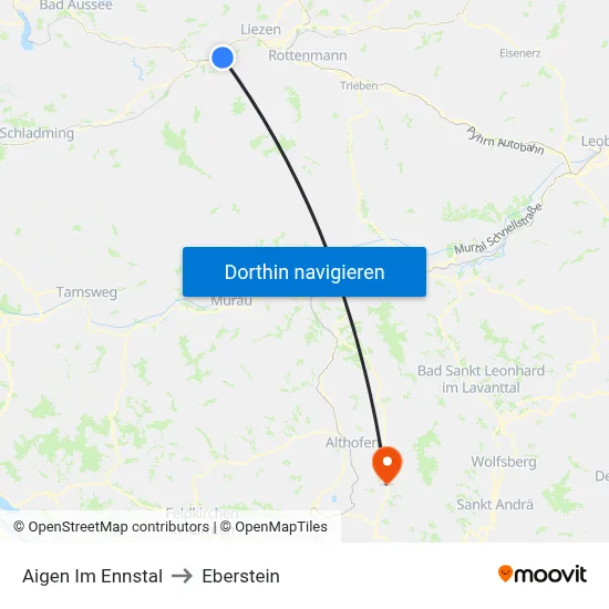Aigen Im Ennstal to Eberstein map