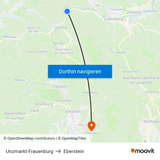 Unzmarkt-Frauenburg to Eberstein map