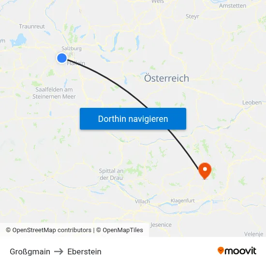 Großgmain to Eberstein map