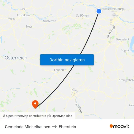 Gemeinde Michelhausen to Eberstein map