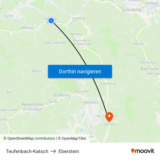 Teufenbach-Katsch to Eberstein map