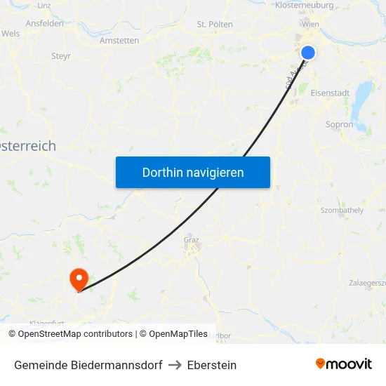 Gemeinde Biedermannsdorf to Eberstein map
