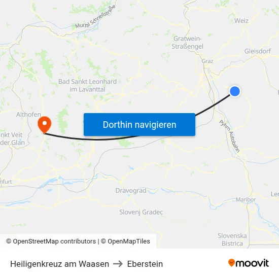 Heiligenkreuz am Waasen to Eberstein map