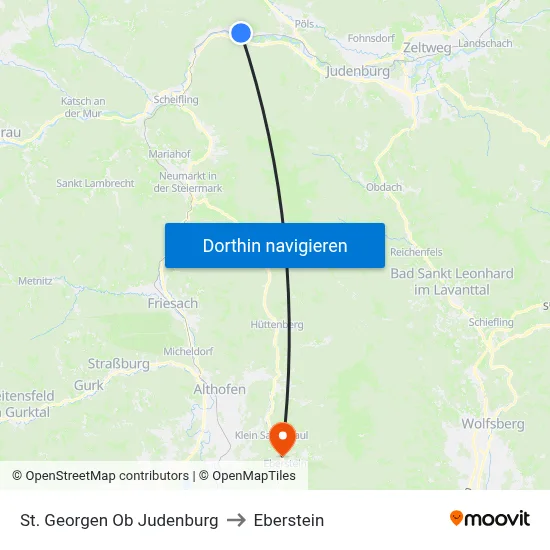 St. Georgen Ob Judenburg to Eberstein map