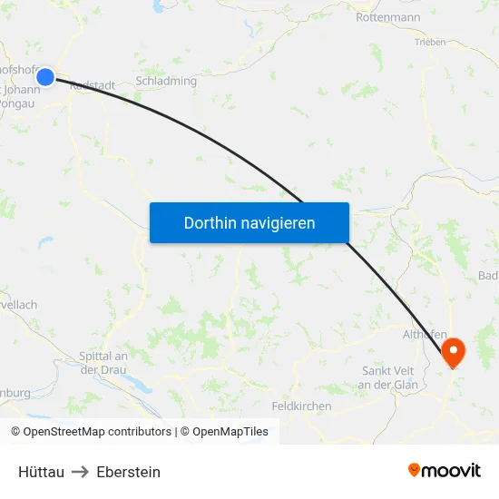 Hüttau to Eberstein map