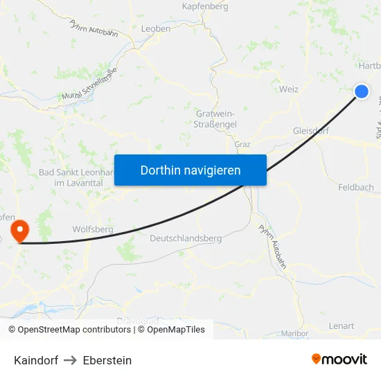 Kaindorf to Eberstein map