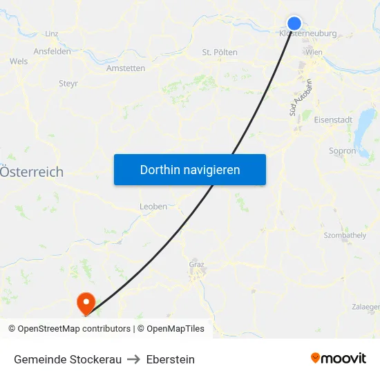 Gemeinde Stockerau to Eberstein map