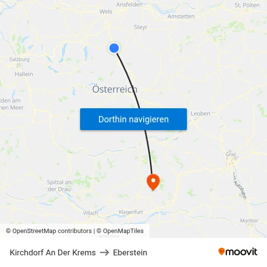 Kirchdorf An Der Krems to Eberstein map