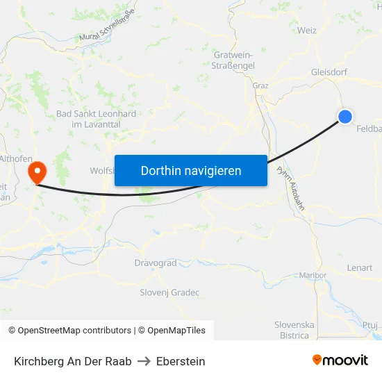 Kirchberg An Der Raab to Eberstein map