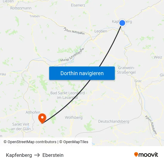 Kapfenberg to Eberstein map