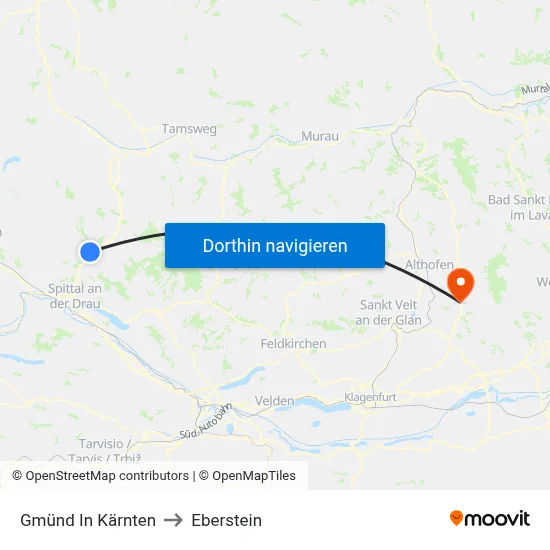 Gmünd In Kärnten to Eberstein map