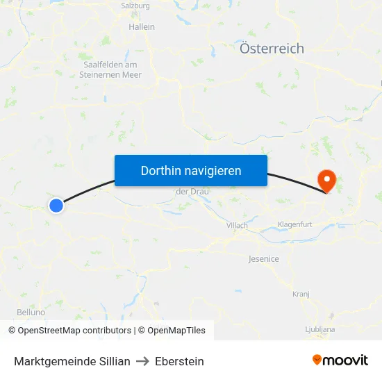 Marktgemeinde Sillian to Eberstein map