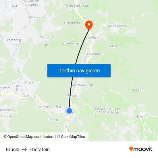 Brückl to Eberstein map