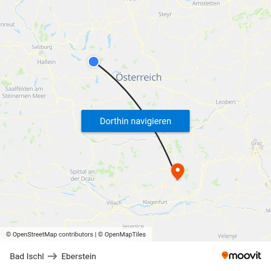 Bad Ischl to Eberstein map