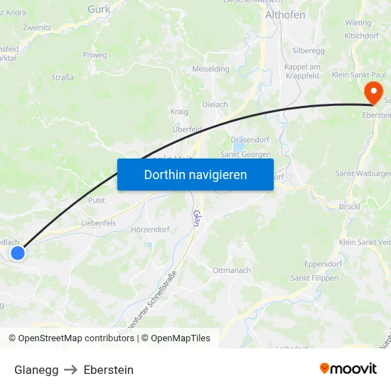 Glanegg to Eberstein map