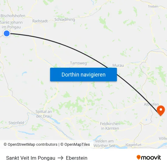 Sankt Veit Im Pongau to Eberstein map