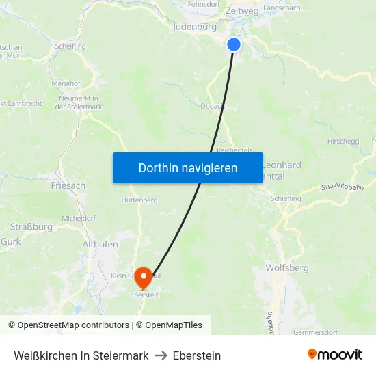 Weißkirchen In Steiermark to Eberstein map