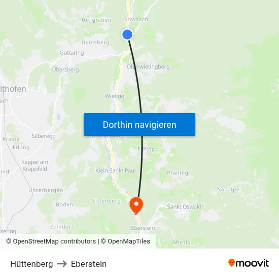 Hüttenberg to Eberstein map