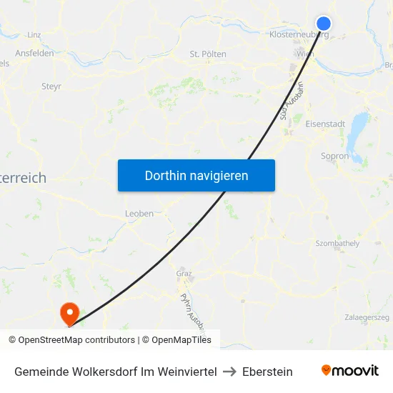 Gemeinde Wolkersdorf Im Weinviertel to Eberstein map