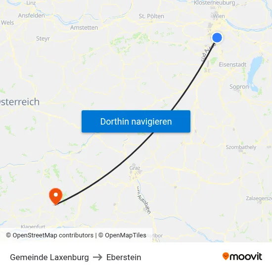 Gemeinde Laxenburg to Eberstein map