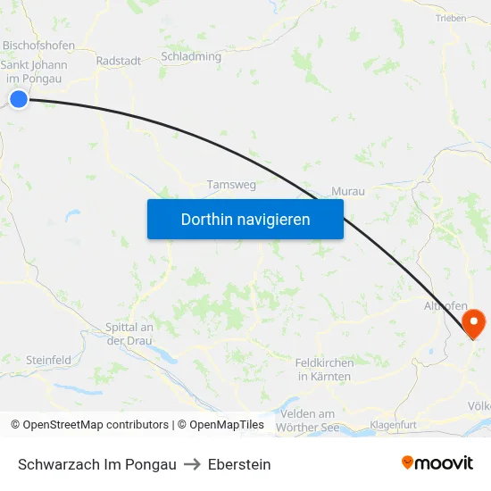 Schwarzach Im Pongau to Eberstein map