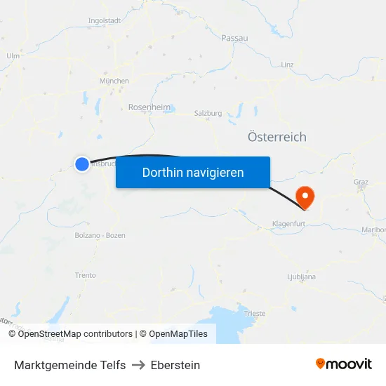 Marktgemeinde Telfs to Eberstein map