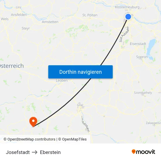 Josefstadt to Eberstein map