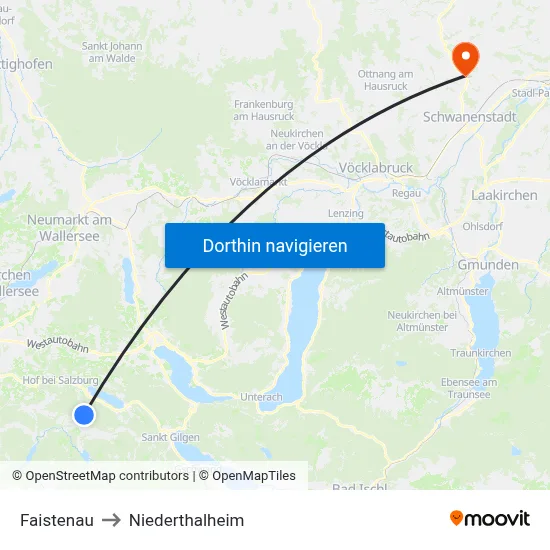 Faistenau to Niederthalheim map