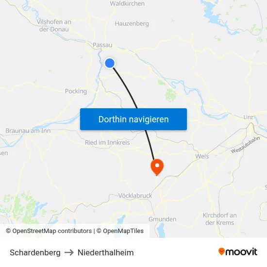 Schardenberg to Niederthalheim map