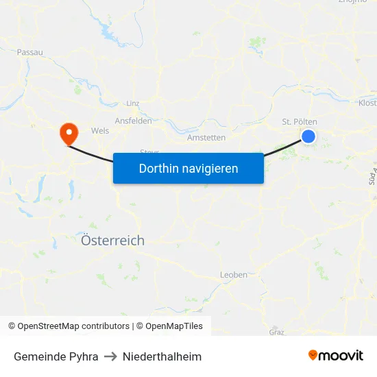 Gemeinde Pyhra to Niederthalheim map