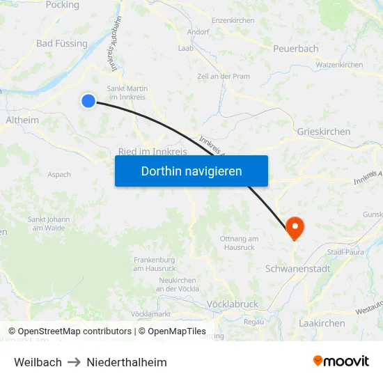 Weilbach to Niederthalheim map