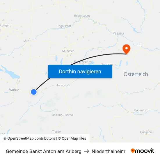 Gemeinde Sankt Anton am Arlberg to Niederthalheim map